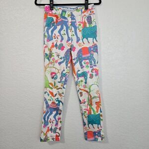 Gretchen Scott  Multi Color Elephant Print High Rise Pants Size XXS